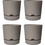 Begonya Saksı Tabaklı Drenajlı Mat Plastik Çiçek Saksısı (4 Adet, 9 Litre, 25CM, Bej)