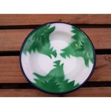 Begüldan Yeşil Horoz Ibiği Desenli Çinko Tabak Çap 24 cm BEG_3362