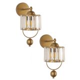 Begüsa 2 Adet Galon Aplik Lux Kristal Eskitme, Modern Dekoratif Aplik, Duvar Aydınlatma, Salon, Yatak Odası ve Koridor Aydınlatması