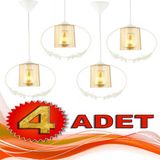 Begüsa Haliç Tekli Beyaz Bal Akrilik 4 Adet Bordo Avize