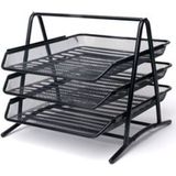 Beha Store Maxx MX100 Perfore Metal 3'lü Evrak Rafı Siyah