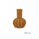 BehaHome El Yapımı Dekoratif Hasır Vazo 15 cm | El Yapımı Rattan Çiçeklik, Bohem & Rustik Masa Üstü Dekor