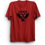 Behemoth, Double Headed Eagle Logo, Rock Metal Müzik Grubu Baskılı, Unisex, %100 Pamuk Tişört - 5XL - Kırmızı