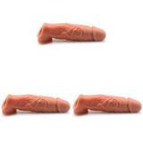 BeHorny Kahverengi Renk Gerçekçi Penis Kılıf Uzatıcı, Ekstra Çevre ve Uzunluk, 15 cm (3 paketi)