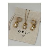 beia jewelry Çelik Ayıcık Bear Küpe ve Kolye Seti