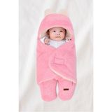 Beibons Çift Kat Elyaflı Dış Kundak Peluş Battaniye Welsoft Bebek Uyku Tulumu - 0 - 1 Yaş - Pembe