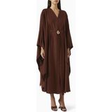 Beige Collection Ayarlanabilir Bel Kemeri ve Kaftan Kollu Abaya ile Sheila Hedersiz Şıklık ve Rahatlık - Kahverengi - 54