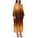Beige Collection Işıltılı Dikişli Abaya Zamanın Ötesinde Şıklık ve Rahatlık Sunuyor - Kahverengi - 56