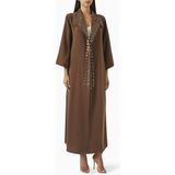Beige Collection Konforlu Kullanım Içi Tasarlanmış Metal Göz Detaylı Abaya ve Sheila Modelleri - Kahverengi - 56