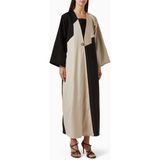 Beige Collection Rahat Kesim Renk Bloklu Abaya ve Koordineli Sheila ile Şık ve Pratik Stil - Siyah - Bej - 58