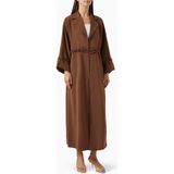 Beige Collection Rahat Yapısı ile Notch Yaka Abaya ve Sheila Kullanışlı ve Şık Seçenek - Kahverengi - 58