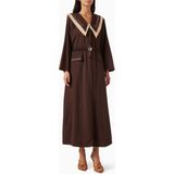 Beige Collection Şık Bel Sırası Abaya Modern ve Geleneksel Tarzı Birleştirir - Kahverengi - 54