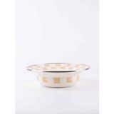 Beige Dama Desenli Emaye Çukur Makarna ve Salata Tabağı 24CM