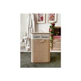 Beige Hasır 2 Bölmeli Çamaşır Sepeti (Yükseklik 60cm)