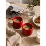 Beige & Stone 2'li Set Kırmızı Seramik Kupa 175 ml Minimal Kahve Kupası Çay Fincanı Espresso ve Türk Kahvesi Bardağı - Kırmızı