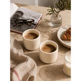 Beige & Stone 2'li Set Krem Seramik Kupa 175 ml Minimal Kahve Kupası Çay Fincanı Espresso ve Türk Kahvesi Bardağı - Kırmızı