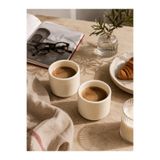 Beige & Stone 2'li Set Krem Seramik Kupa 175 ml Minimal Kahve Kupası Çay Fincanı Espresso ve Türk Kahvesi Bardağı