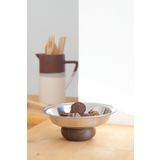 Beige & Stone Ahşap Ayaklı 21 Cm Salata Kısır Meyve Sunum Tabağı
