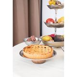 Beige & Stone Ahşap Ayaklı Çelik 23 cm Tatlı Meyve Servis/Sunum Tepsisi