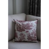 Beige & Stone Bordo Kırlent Vintage Desenli 45x45 Dekoratif Yastık Kılıfı