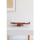 Beige & Stone Çelik Ahşap Ayaklı 33 cm Servis/Sunum Tepsisi