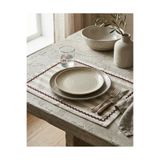 Beige & Stone Kahverengi Çizgili Bordo Biyeli Amerikan Servisi 2'li Set 33x44 cm Sofra ve Masa Düzeni Dekoru