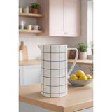 Beige & Stone Kareli Seramik Sürahi - Beyaz - 1,5 lt