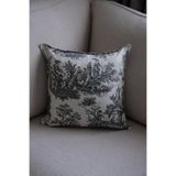 Beige & Stone Siyah Kırlent Vintage Desenli 45x45 Dekoratif Yastık Kılıfı