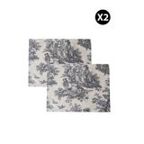 Beige Stone Siyah Pastoral Desenli Dikdortgen Amerikan Servis 2Li