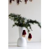 Beige & Stone Yılbaşı 2li Set Cüce Çam Ağacı Noel Baba Süs
