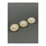BEİLYS COSMETİCS & ACCESSORY Gold Kasa Taşlı Düğme Klasik İnci Model (2.20cm) 3 Adet