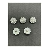 BEİLYS COSMETİCS & ACCESSORY Özel Tasarım Gümüş Kasa Çiçek Desenli Taşlı Düğme 5 Adet (1,5 cm)BD:46