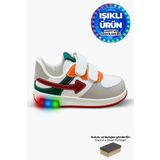 Beınsteps Çocuk Bebek Ayakkabı Rahat Ortopedik Nefes Alır Buz Kırmızı Çocuk Işıklı Spor Ayakkabı