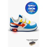 Beınsteps Çocuk Spor Ayakkabı Sneaker Ortopedik Nefes Alır Mavi Turuncu Çocuk ve Bebek Işıklı Spor Ayakkabı