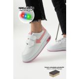 Beınsteps Kız Çocuk Bebek Ayakkabı Rahat Ortopedik Nefes Alır Beyaz Pembe Kız Çocuk Işıklı Spor Ayakkabı
