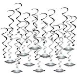 Beistle 24 Parça Uçan Tabak Whirls Dış Mekan Süslemeleri Uzaylı Parti Malzemeleri Asılı Spiraller, 44,5 cm - 63,5 cm, Siyah/Gümüş/Beyaz/Mavi/Yeşil