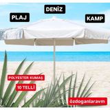 Bej 2 Metre 10 Telli Güneş Plaj Şemsiyesi ve Çanta Hediye - Seçenek 1