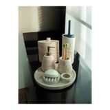 Bej Beton Banyo Seti,tuvalet Fırçası,çöp Kovası,katı,sıvı Sabunluk,sunum Tepsisi,mumluk TR3207