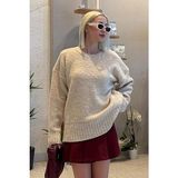Bej Bisiklet Yaka Kadın Buklet Kazak MG2480 - Standart