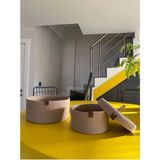 Bej Camel Ikili Kapaklı Sepet Set, Pamuklu ve Dekoratif Hasır Sepetler - Amber - Seçenek 1