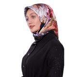 Bej Çiçek Desen Sura İpek Eşarp