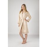 Bej Dantelli Bambu Cotton Bayan Bornozu