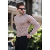 Bej Desenli Erkek Triko Kazak 7266 - XL