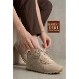 Bej Hakiki Süet Deri Sneaker Casual Kadın Spor Ayakkabı Tukatela