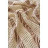 Bej Home Krem Renk Kiremit Çizgili Waffle Çift Kişilik Pike / Yatak Örtüsü 220x240