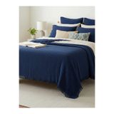 Bej Home Lacivert Renkli 4 Katlı Müslin %100 Pamuk Çift Kişilik Yatak Örtüsü/Pike 240x260 Cm Battal Boy