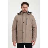 Bej Içi Kalın Kürklü Çıkartılabilir Kapüşonlu Rüzgar ve Su Geçirmez Mont&kaban - 2XL