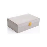 Bej Kadife Mücevher Organizer Takı Kutusu Düzenleyici | Aynalı, Bölmeli, Şık Takı Saklama Kutusu, Kadife Kaplama 25×16×7 cm - standart