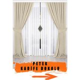 Bej Kadifemsi Kumaş Pileli Fon Perde Petek Dokulu Yüksek Kalite Tek Kanat - 90 x 260 cm