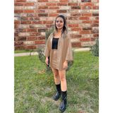 Bej Kadın Oversize Şardonlu Suni Deri Ceket - Relax Fit